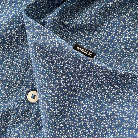 Mexx Cotton Button Down Short Sleeve Shirt Blue Medium - Picture 6 of 6